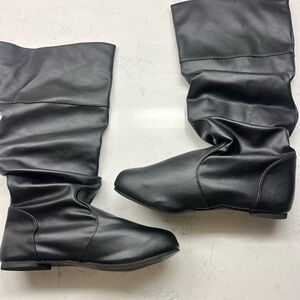 SHEIN Black Faux Leather  Boots